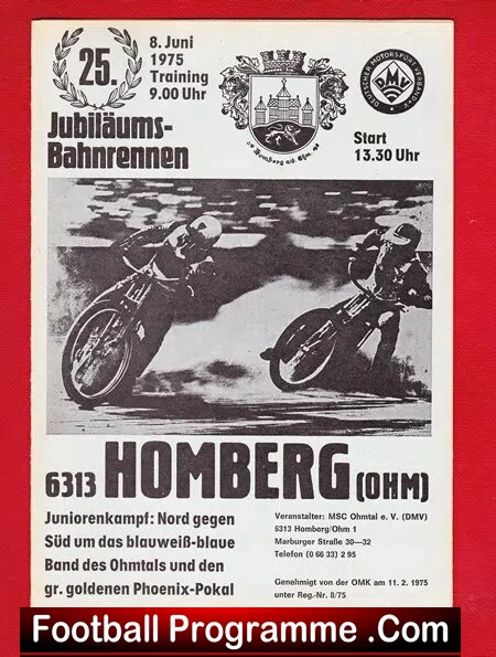 Germany Speedway Programme Homberg Meeting 1975 - Image 2