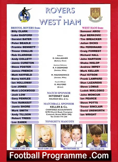 Billy Clark Testimonial Benefit Match Bristol Rovers 1998 Signed - Image 2