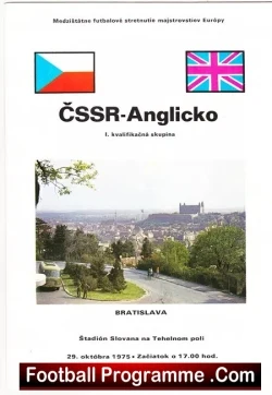 CSSR Czechoslovakia v England 1975 - Czech Republic - football programme
