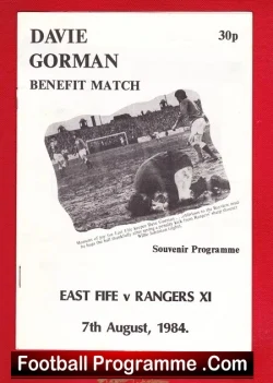 Davie Gorman Testimonial Benefit Match East Fife 1984 - football programme