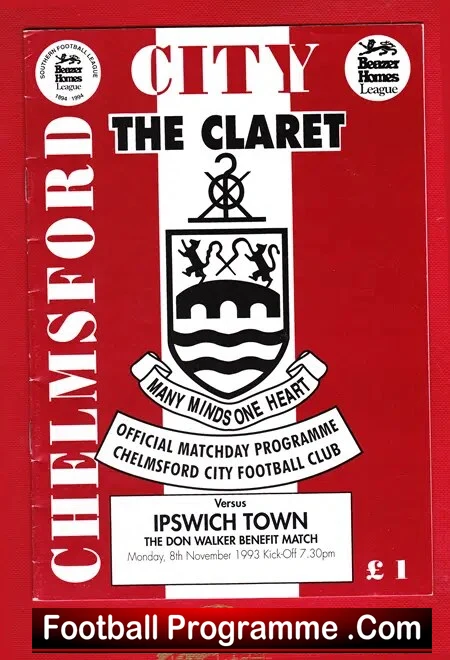 Don Walker Testimonial Benefit Match Chelmsford City 1993 Signed - Image 2