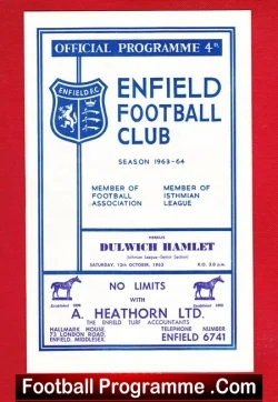 Enfield v Dulwich Hamlet 1963 - football programme