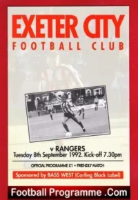 Exeter City v Glasgow Rangers 1992 – Friendly Match