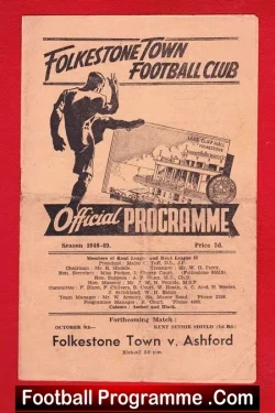 Folkestone Town v Ashford Town 1948 - Kent Senior Shield - football programme