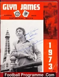 Glynn James Testimonial Benefit Match Blackpool 1973 Signed