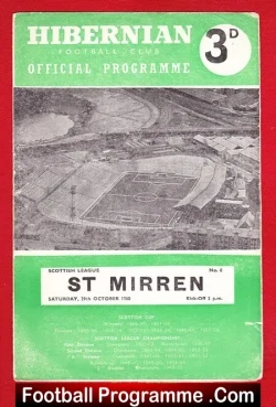 Hibernian Hibs v St Mirren 1960 - football programme