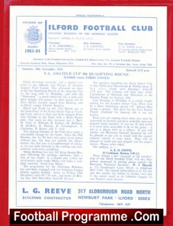Ilford v Ford United 1963 - Amateur Cup - football programme