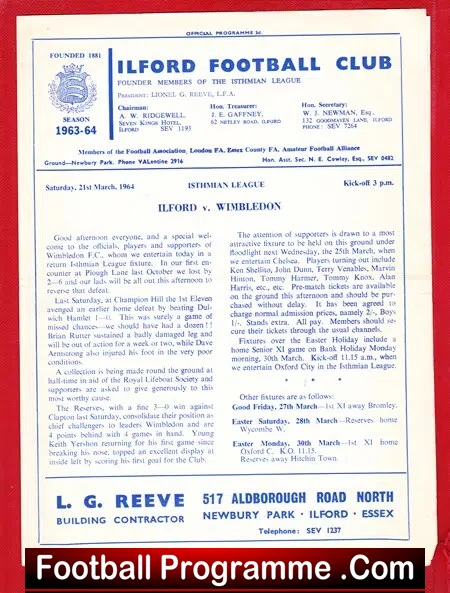 Ilford v Wimbledon 1964 - Image 2