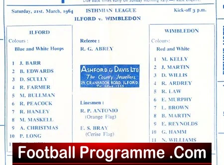 Ilford v Wimbledon 1964 - Image 3