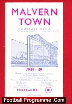 Malvern Town v Fernhill Heath 1958 - football programme