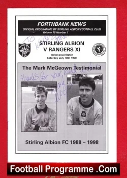 Mark McGeown Testimonial Benefit Match Stirling Albion 98 Signed - football programme