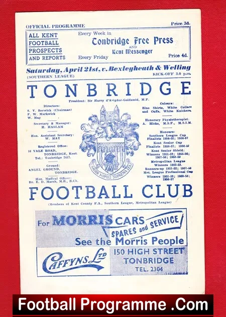 Tonbridge v Bexleyheath Welling 1962 - to clear - Image 2