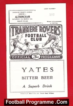 Tranmere Rovers v Altrincham 1962 - football programme