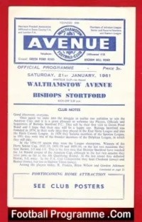 Walthamstow Avenue v Bishops Stortford 1961 Old football Programmes