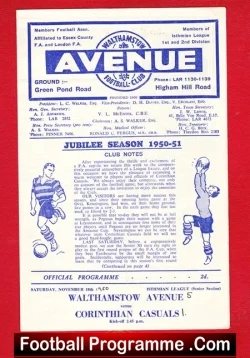 Walthamstow Avenue v Corinthian Casuals 1950 - football programme