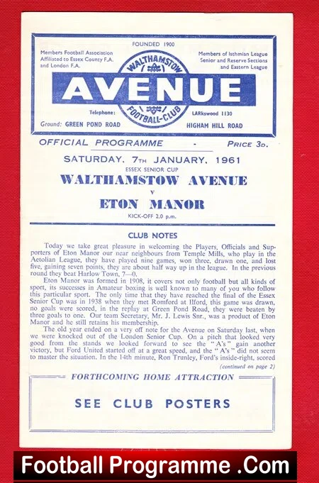 Walthamstow Avenue v Eton Manor 1961 - Image 2
