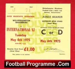 Wolves Wolverhampton David Wagstaff Testimonial 1975 - Ticket - football memorabilia