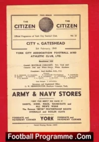 York City v Gateshead 1949 – 1940s Football Programme