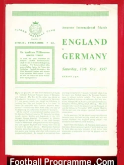 England v Germany 1957 - Amateur International at Ilford - football programme
