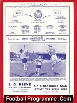 Ilford v Hornchurch Upminster 1961 - football programme