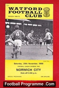 Watford v Norwich City 1969 - football programme