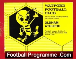 Watford v Oldham Athletic 1972 - football programme