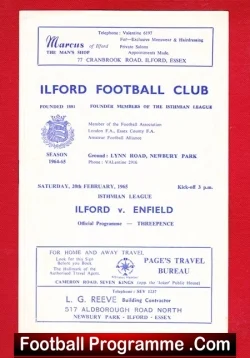 Ilford v Enfield 1965 - Isthmian League - football programme