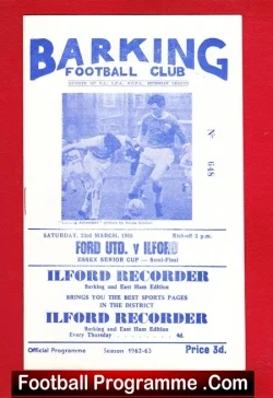 Ford United v Ilford 1963 - Essex Senior Cup Semi Final - football programme