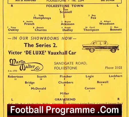 Folkestone Town v Gravesend Northfleet 1959 - Channel Cup - Image 2