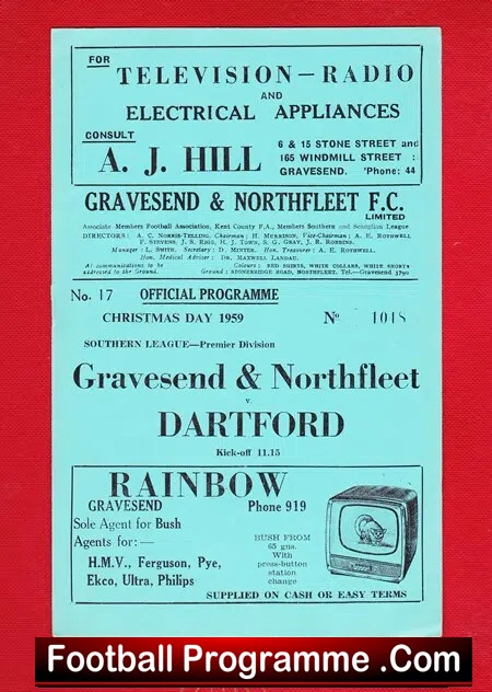 Gravesend Northfleet v Dartford 1959 - Southern League - Image 2
