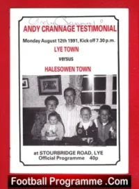Andy Crannage Testimonial Benefit Match Lye Town 1991 Signed