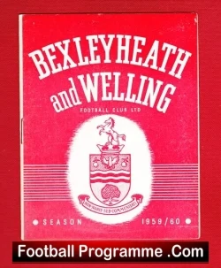 Bexleyheath Welling v Margate 1959 - Reserves Match - football programme