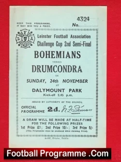 Bohemian v Drumcondra 1943 - Irish Semi Final Leinster - football programme