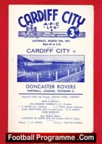 Cardiff City v Doncaster Rovers 1951 – Autographed Signed