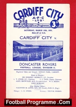 Cardiff City v Doncaster Rovers 1951 - Autographed Signed - football programme