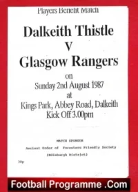 Dalkeith Thistle v Glasgow Rangers 1987 – Benefit Match