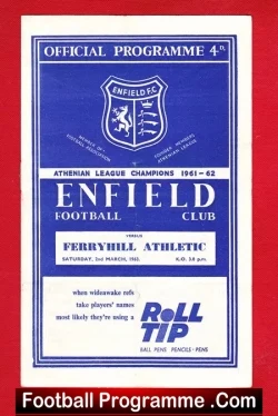 Enfield v Ferryhill Athletic 1963 - football programme