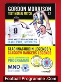 Gordon Morrison Testimonial Benefit Match Inverness 2016 Signed