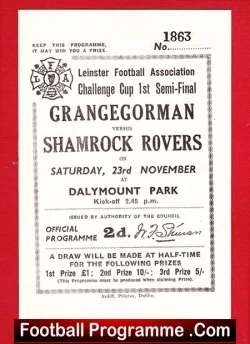 Grangegorman v Shamrock Rovers 1946 - Leinster Semi Final - football programme