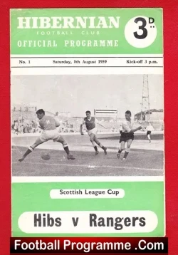 Hibernian Hibs v Glasgow Rangers 1959 - football programme
