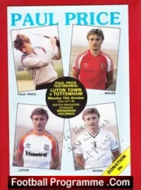Paul Price Testimonial Benefit Match Luton Town 80s – Signed