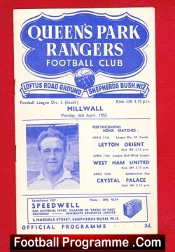 Queens Park Rangers v Millwall 1953 - football programme