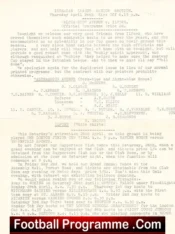 Walthamstow Avenue v Ilford 1958 – Single Sheet Programme