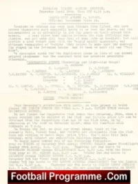 Walthamstow Avenue v Ilford 1958 – Single Sheet Programme