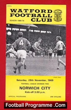 Watford v Norwich City 1969 - football programme