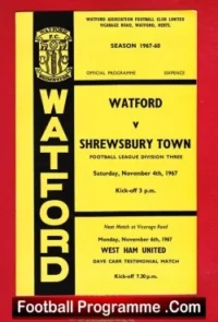 Watford v Shrewsbury Town 1967 – Dave Car Testimonial