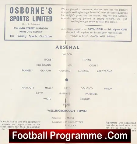 Wellingborough Town v Arsenal 1967 - Opening New Grandstand - Image 3