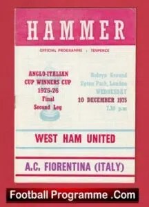 West Ham United v AC Fiorentina 1975 – Anglo Italian Cup Final