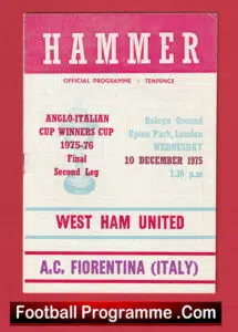 West Ham United v AC Fiorentina 1975 – Anglo Italian Cup Final