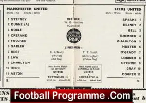 Manchester United v Leeds United 1966 – Man United